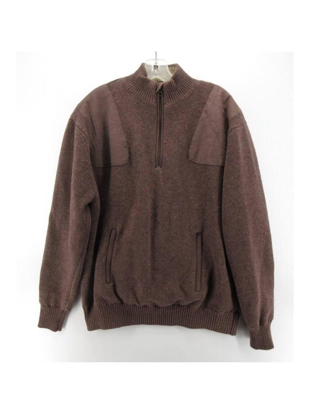 Beretta Sweater Large Lambswool Knit 1/4 Zip Shooting Patches Lined